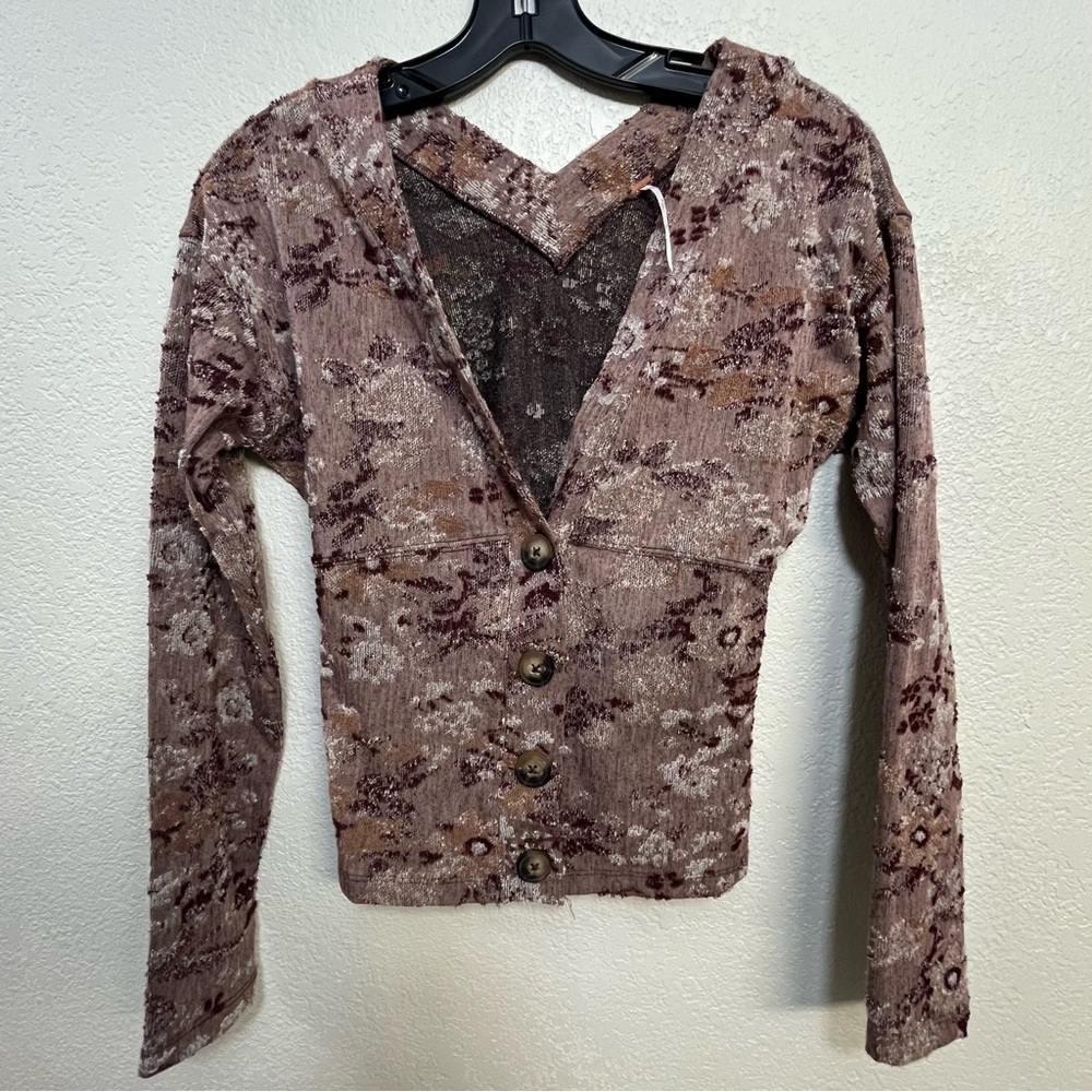 Free People Brocade Cardigan Sweater